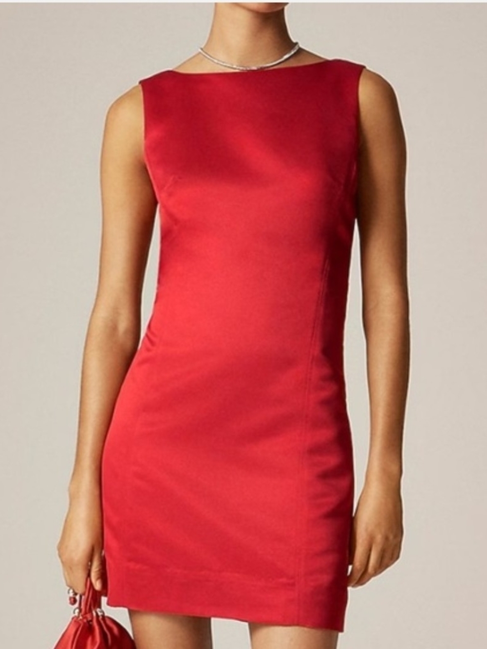 J. Crew Red Sleeveless Mini Sheath Dress